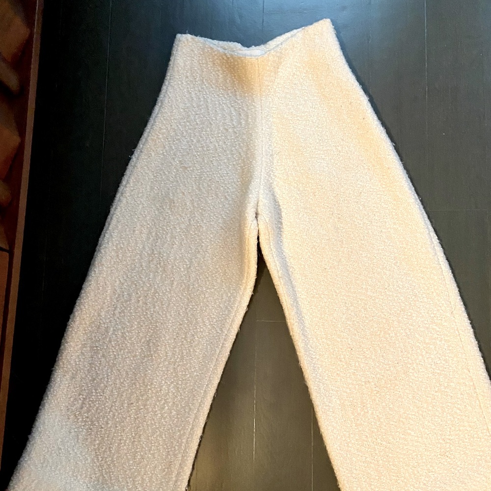 Co winter white wool boucle palazzo pant